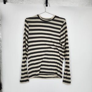 ZHrill Women's Small‎ White Black Striped Long Sleeve Crewneck Shirt